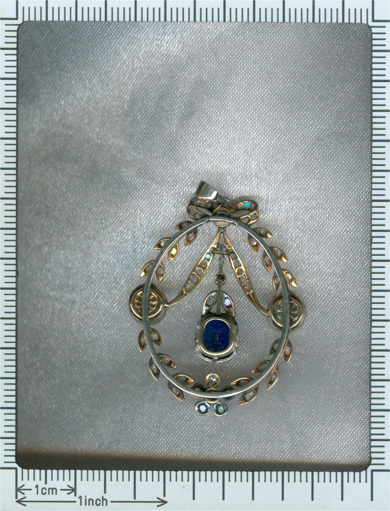 Belle Epoque diamond pearl and sapphire pendant